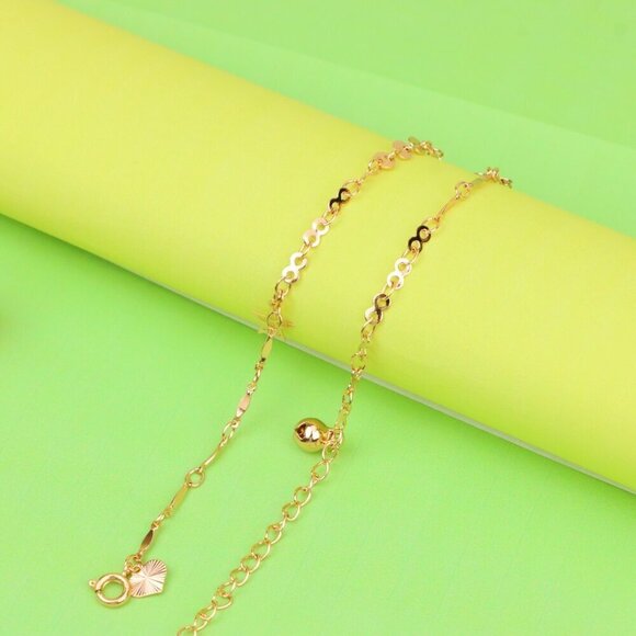 "Rose Gold Anklet with Star & Charm Details, Adjustable Chain Design, XPAL1071 - Picture 9 of 12